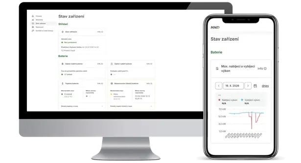Aplikace pro monitorování stavu střídače a baterie na desktopu i mobilu.