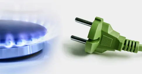 Plamen plynu a elektrická šňůra MND
