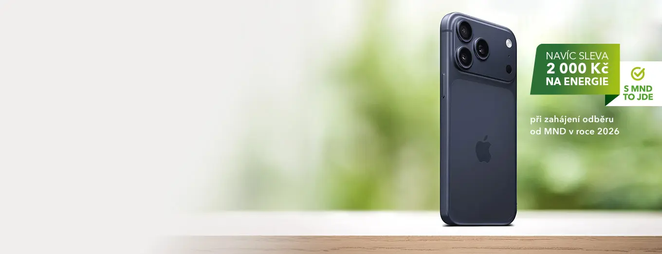 Soutěž o iPhone – navíc sleva 2 000 Kč na energie při zahájení odběru od MND v roce 2026